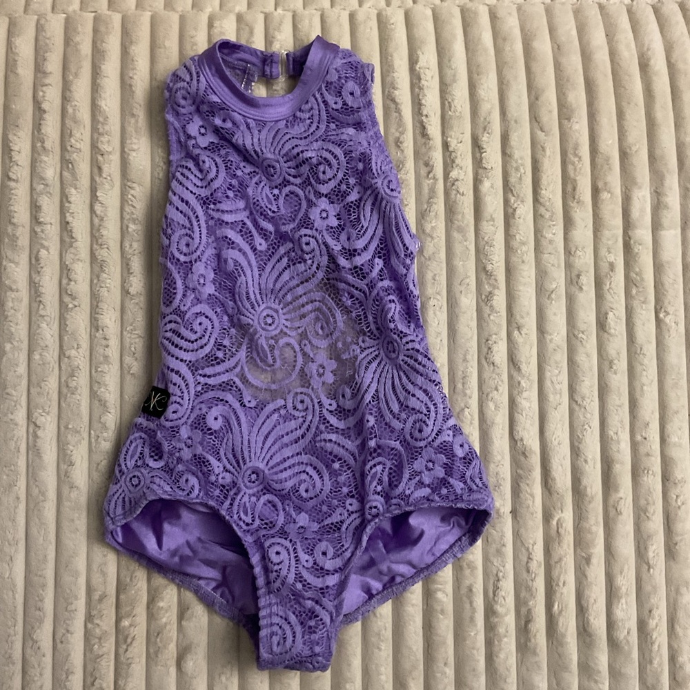 Kandi Kouture Ari’s Lavender Lace High Neck Open Back Ballet Dance Adult XS